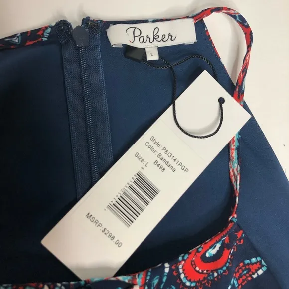 NWT Parker Dax Bandana Print Ruffle Laceup Dress L