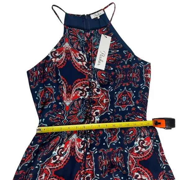 NWT Parker Dax Bandana Print Ruffle Laceup Dress L