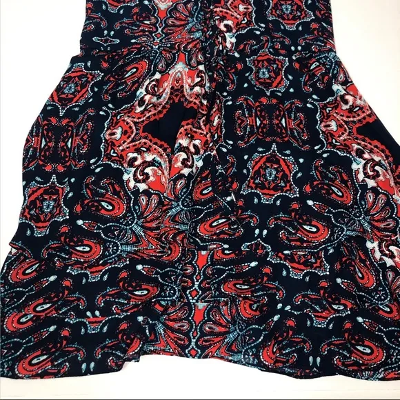 NWT Parker Dax Bandana Print Ruffle Laceup Dress L