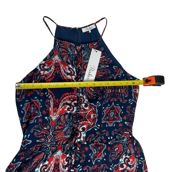 NWT Parker Dax Bandana Print Ruffle Laceup Dress L
