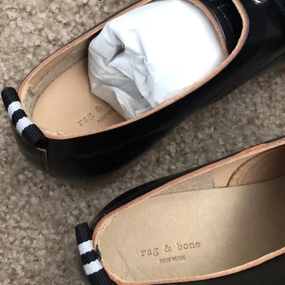 NWT Rag &amp; Bone Audrey Black Leather Lace-Up Oxford Shoes Size 6 (36)
