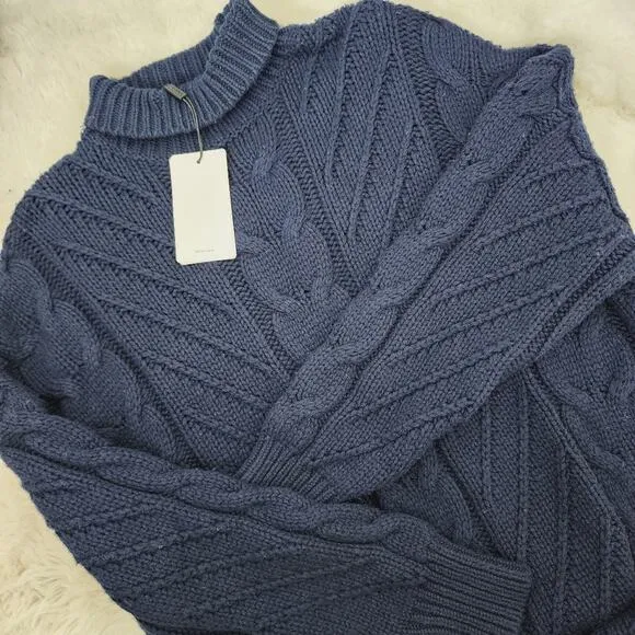 NWT Reiss Laura Navy Blue Cable Knit Tunic Sweater Dress