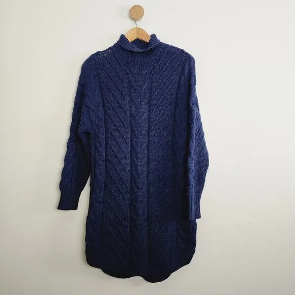 NWT Reiss Laura Navy Blue Cable Knit Tunic Sweater Dress