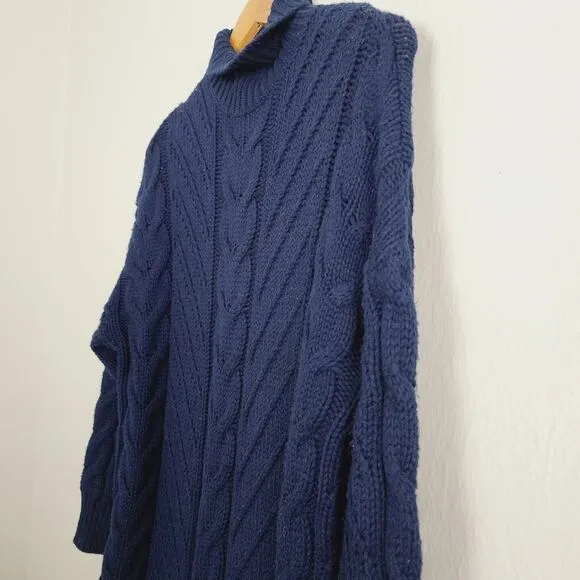 NWT Reiss Laura Navy Blue Cable Knit Tunic Sweater Dress