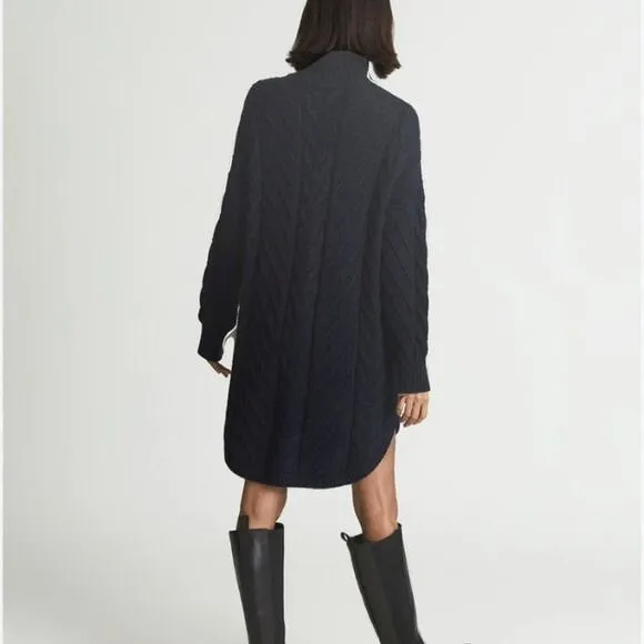 NWT Reiss Laura Navy Blue Cable Knit Tunic Sweater Dress