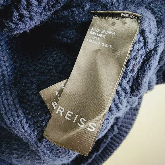 NWT Reiss Laura Navy Blue Cable Knit Tunic Sweater Dress