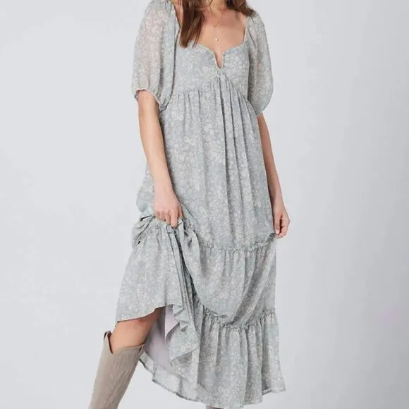NWT Saltwater Luxe Women's Green Arden Midi Dress In Dove Antique Floral Size XL