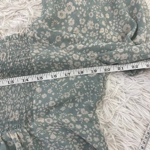 NWT Saltwater Luxe Women's Green Arden Midi Dress In Dove Antique Floral Size XL