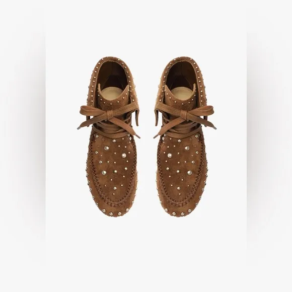 NWT Schutz Evie Brown Suede Boho Celeb Fashion Rustic Bootie Moccasins Shoes 7.5