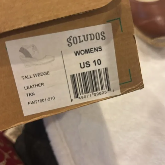 NWT Soludos Women's Espadrille Tall Wedge Leather Brown and Tan Size 10