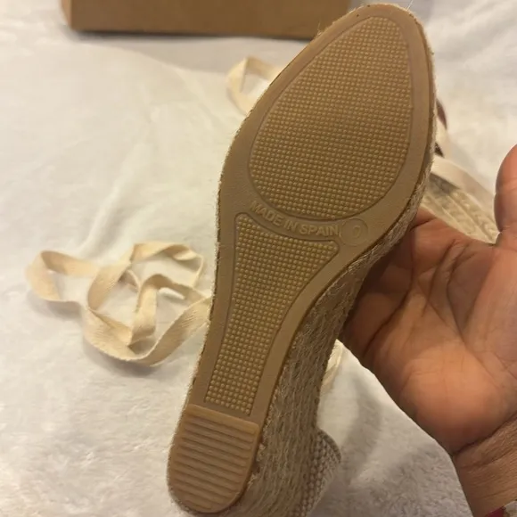 NWT Soludos Women's Espadrille Tall Wedge Leather Brown and Tan Size 10