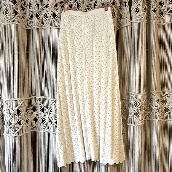 NWT Spell Lou Lou Knit Midi Skirt in Snow size small