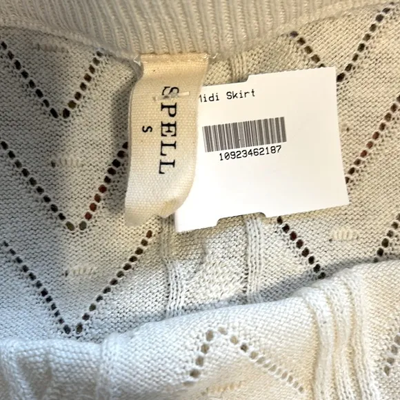 NWT Spell Lou Lou Knit Midi Skirt in Snow size small
