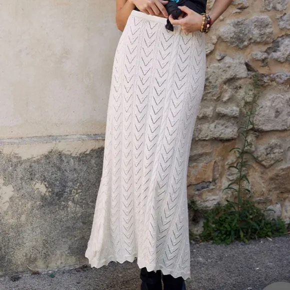 NWT Spell Lou Lou Knit Midi Skirt in Snow size small