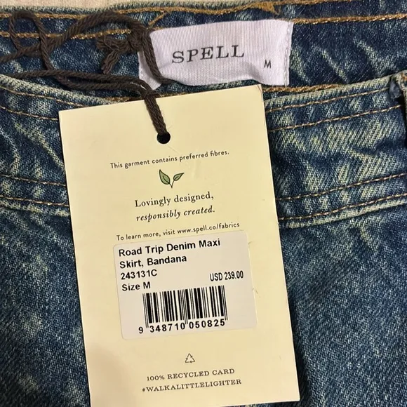 NWT SPELL ROAD TRIP DENIM MAXI SKIRT in Bandana size medium