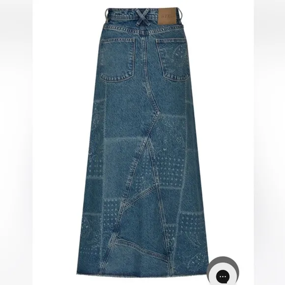 NWT SPELL ROAD TRIP DENIM MAXI SKIRT in Bandana size medium