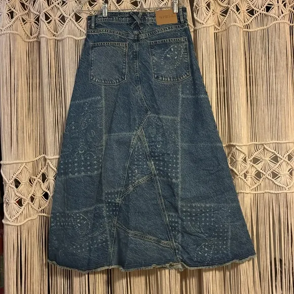 NWT SPELL ROAD TRIP DENIM MAXI SKIRT in Bandana size medium
