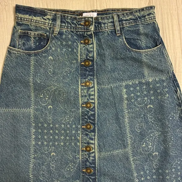 NWT SPELL ROAD TRIP DENIM MAXI SKIRT in Bandana size medium