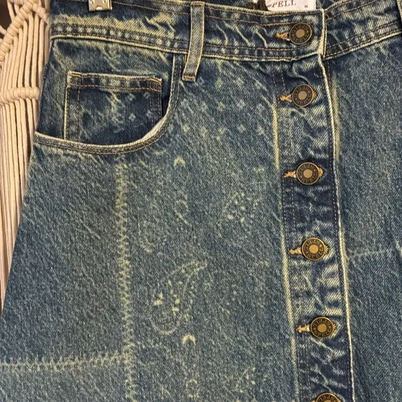 NWT SPELL ROAD TRIP DENIM MAXI SKIRT in Bandana size medium