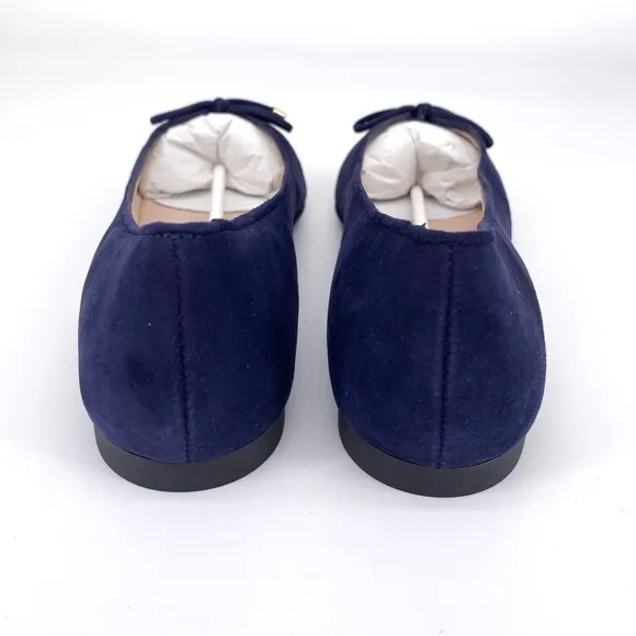 NWT STUART WEITZMAN Gabby Flat Navy Blue Suede 38 / 7.5