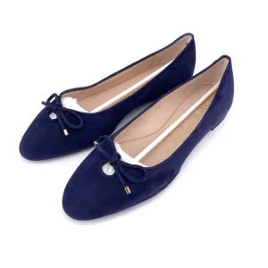 NWT STUART WEITZMAN Gabby Flat Navy Blue Suede 38 / 7.5