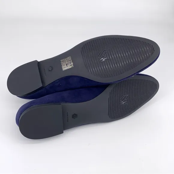NWT STUART WEITZMAN Gabby Flat Navy Blue Suede 38 / 7.5