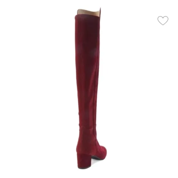 NWT Stuart Weitzman 'Gillian' Knee High Genuine Suede Heeled Boots in Burgundy