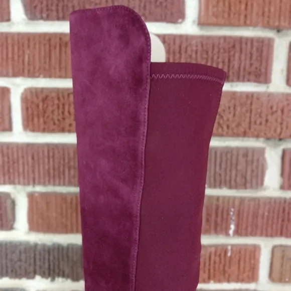 NWT Stuart Weitzman 'Gillian' Knee High Genuine Suede Heeled Boots in Burgundy
