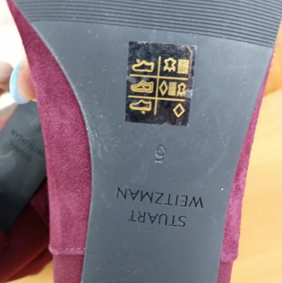 NWT Stuart Weitzman 'Gillian' Knee High Genuine Suede Heeled Boots in Burgundy