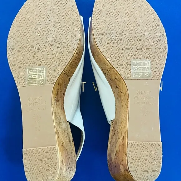 NWT Stuart Weitzman White Wedge Peep-Toe Sandals SIZE 8.5