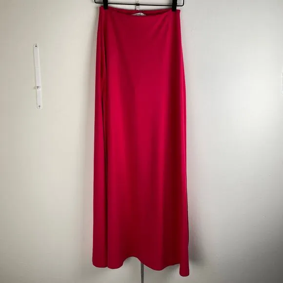 NWT Susana Monaco Side Slit Maxi Skirt Size S Hibiscus Pink Jersey Casual Vacay