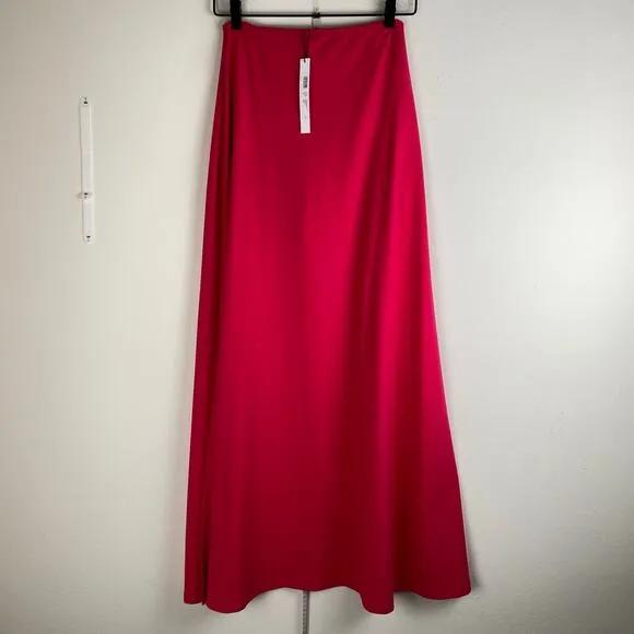 NWT Susana Monaco Side Slit Maxi Skirt Size S Hibiscus Pink Jersey Casual Vacay