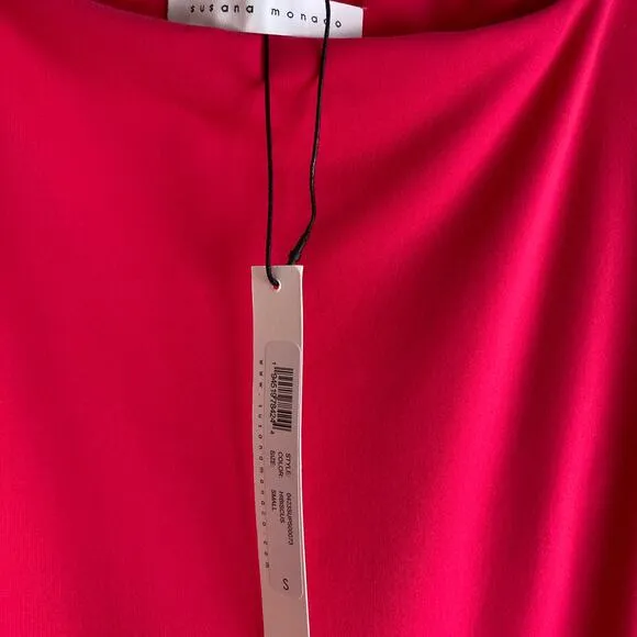 NWT Susana Monaco Side Slit Maxi Skirt Size S Hibiscus Pink Jersey Casual Vacay