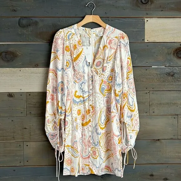 NWT Ted Baker Thelia Exaggerated Sleeve Floral Silky Mini Dress Size 2