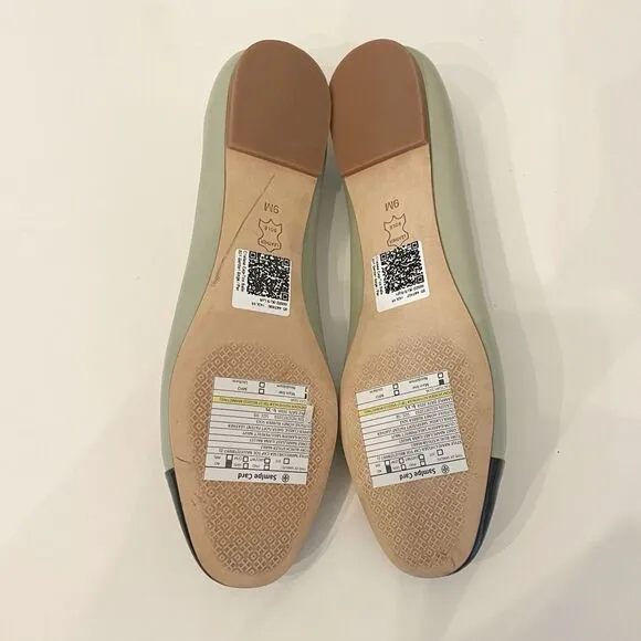 NWT Tory Burch Chelsea Ballet Flats Cap Toe Size 9 Sage Green