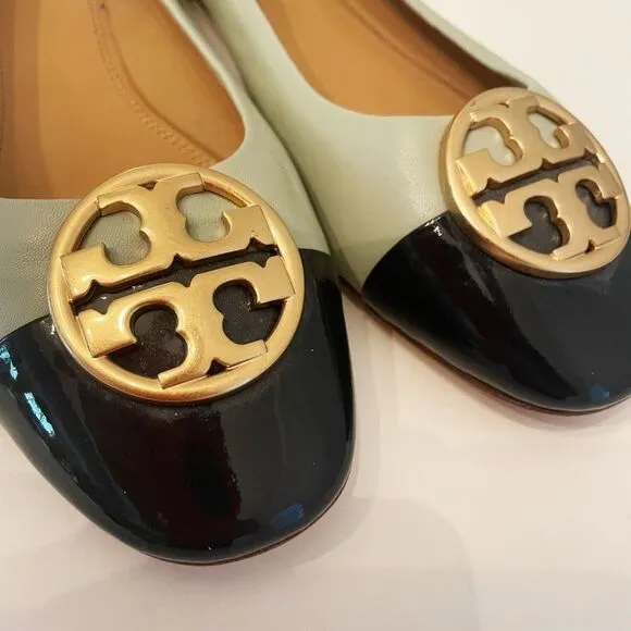 NWT Tory Burch Chelsea Ballet Flats Cap Toe Size 9 Sage Green