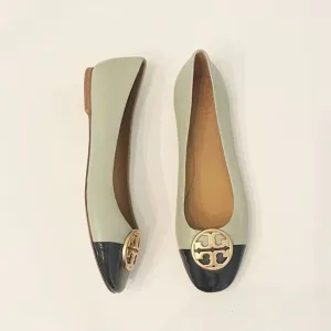 NWT Tory Burch Chelsea Ballet Flats Cap Toe Size 9 Sage Green