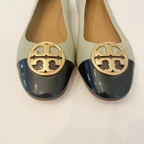 NWT Tory Burch Chelsea Ballet Flats Cap Toe Size 9 Sage Green