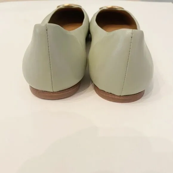 NWT Tory Burch Chelsea Ballet Flats Cap Toe Size 9 Sage Green