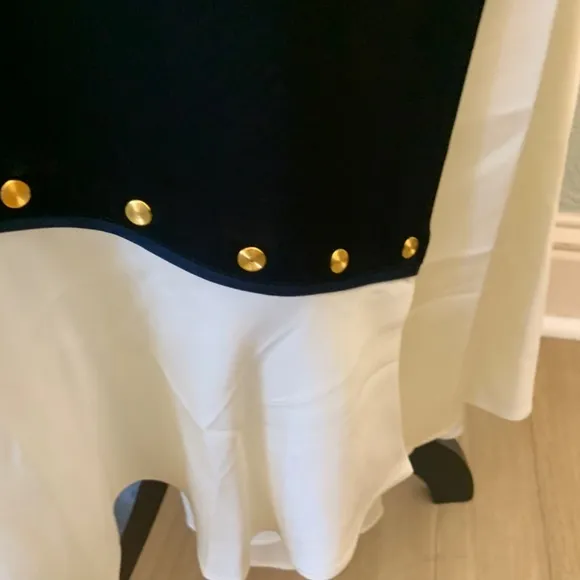 NWT Tory Burch mixed material black white silk wrap skirt midi maxi coquette