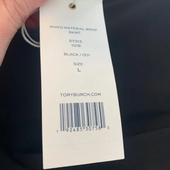 NWT Tory Burch mixed material black white silk wrap skirt midi maxi wrap large