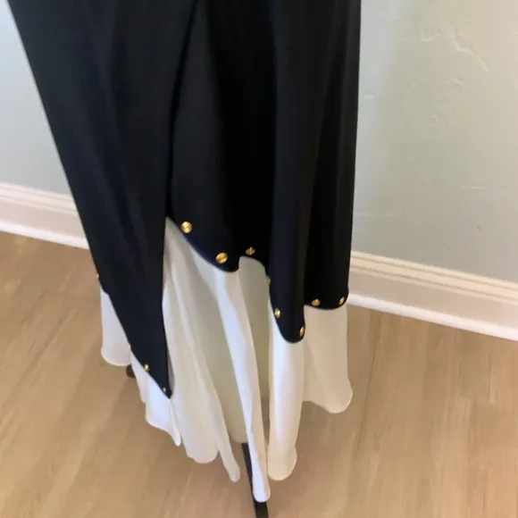 NWT Tory Burch mixed material black white silk wrap skirt midi maxi wrap large
