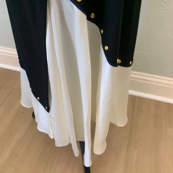 NWT Tory Burch mixed material black white silk wrap skirt midi maxi wrap large