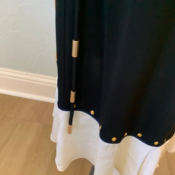 NWT Tory Burch mixed material black white silk wrap skirt midi maxi wrap large