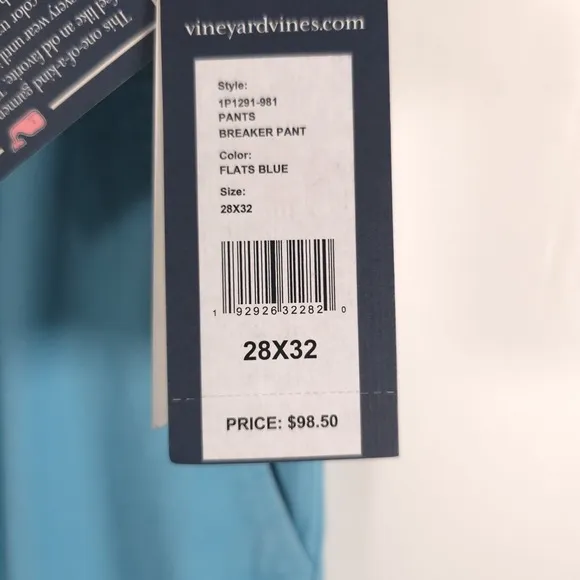 NWT VINEYARD VINES Chino BREAKER PANT FLATS BLUE Style 1P1291-981 Size 28x32