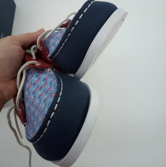 NWT Vineyard Vines x Sperry Collab Boat Shoes Kids American Flag Whale  6M