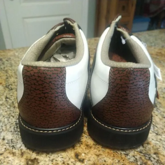 NWT Vintage Dunlop Men's Size 9.5 White/Brown Leather Saddle Golf Shoes