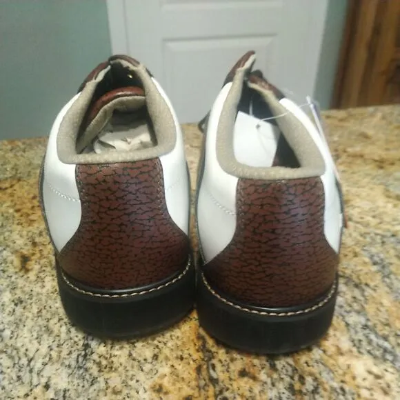 NWT Vintage Dunlop Men's Size 9.5 White/Brown Leather Saddle Golf Shoes
