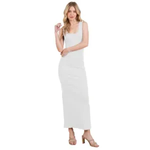 NWT Women's Sleeveless Cotton Blend Rib Jersey Maxi Dress