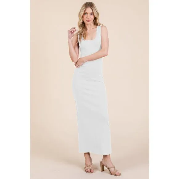 NWT Women's Sleeveless Cotton Blend Rib Jersey Maxi Dress